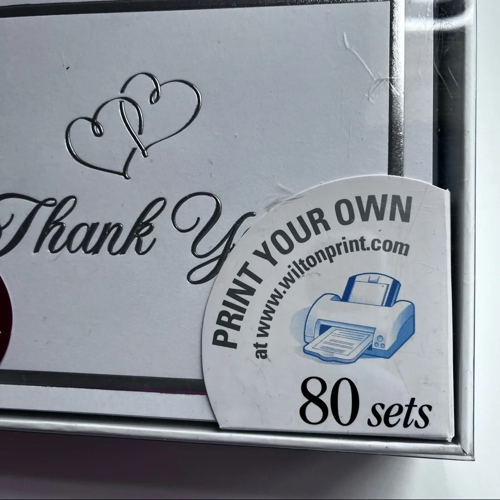 Wilton THANK YOU cards - Wedding Hearts 80 Sets